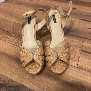 Aldo Beige Cork Wedge Sandals